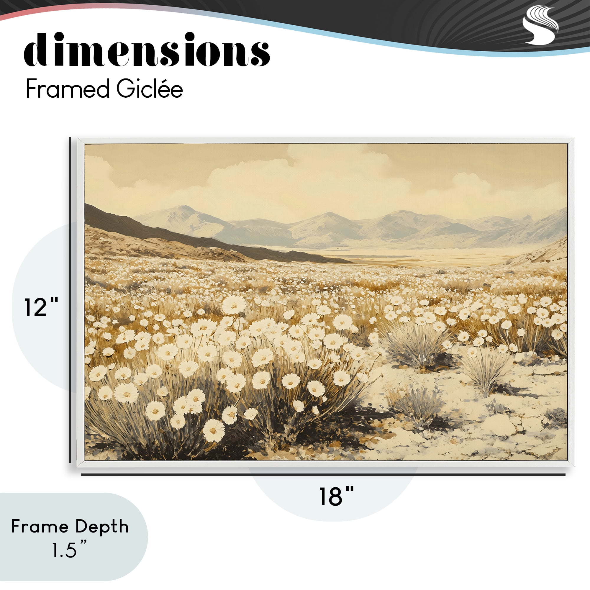 Stupell Industries Desert Wildflowers in Golden Valley White Framed Giclee Art, design by Franklyn Gregory