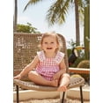thumbnail image 6 of BemeyourBBs Newborn Baby Girl Summer Clothes Gingham Plaid Overall Bubble Romper Lace Trim Sleeveless Jumpsuit One Piece Outfits, 6 of 9
