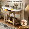 thumbnail image 5 of EUROCO 36" Retro Console Table with Drawer,Solid Wood Entryway Table Sofa Table with Open Storage Shelf and Corner-Curved Design for Entryway, Hallway and Living Room,Beige, 5 of 7