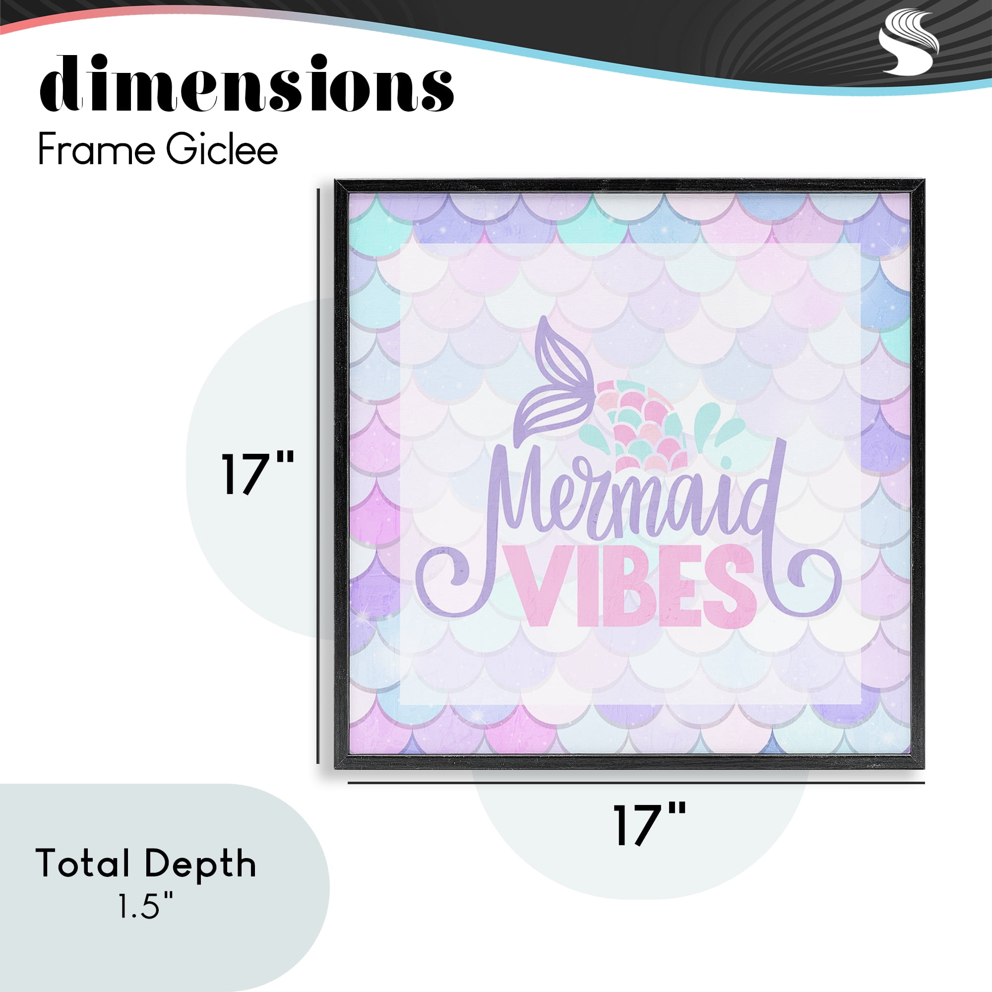 Pastel Mermaid Vibes Black Framed Giclee Art, design by Kim Allen