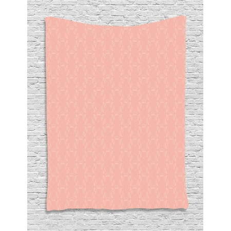 Coral Wall Hanging Peach Tapestry, Soft Colored Background with Crowns and Floral Abstract Motifs with Faded Look Monochrome, Wall Hanging for Bedroom Living Room Dorm Decor, Coral, by Ambesonne ()