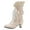 Beige, variant on Womens Shoes Lace Bow High Thick Heel Ankle Boots Victorian Classic Retro Dress Booties