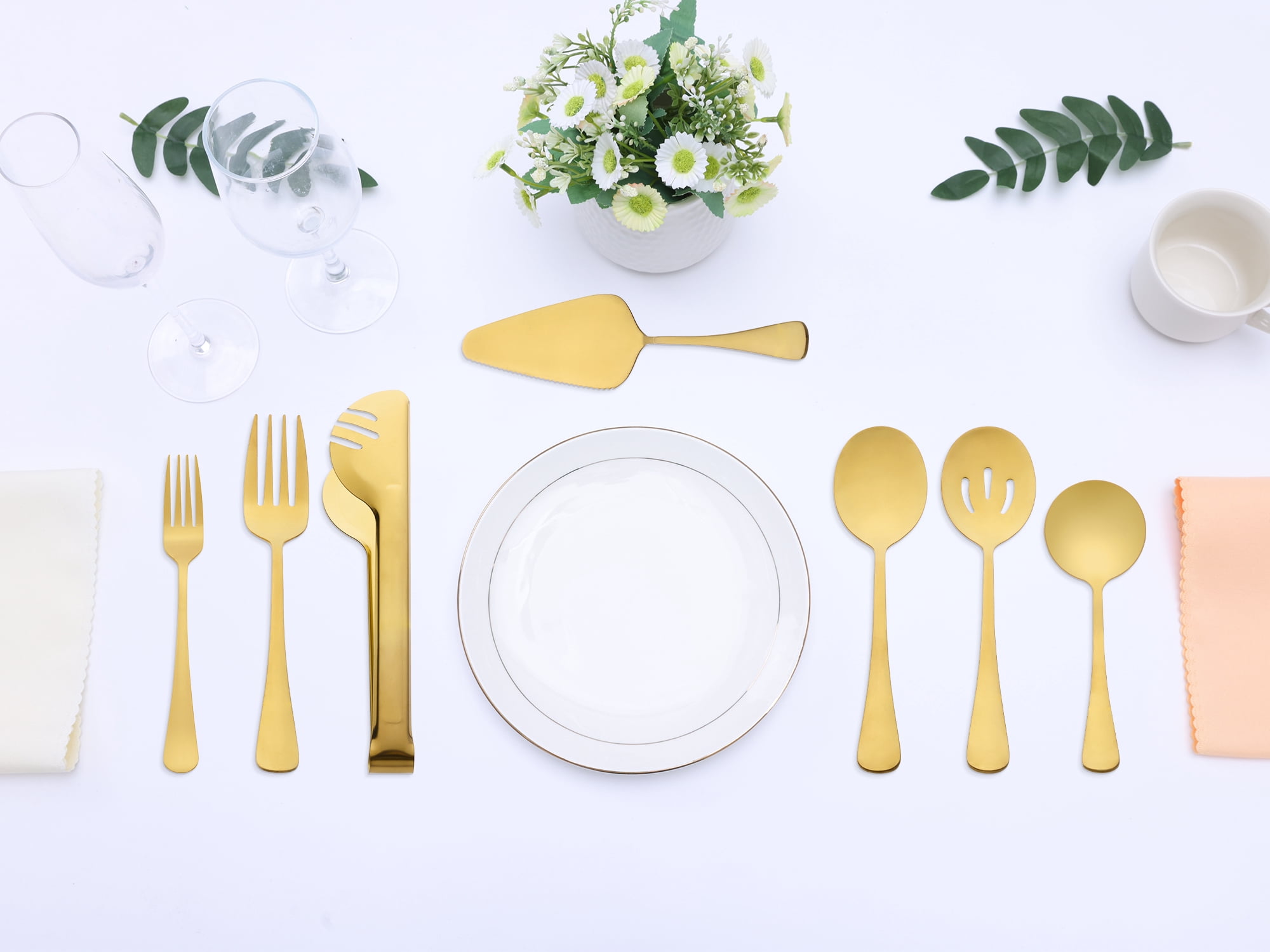 Unique Bargains 10 Piece Silverware Set Stainless Steel Flatware Gold 10 Pcs