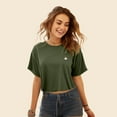 thumbnail image 3 of Dalix Cappuccino Embroidered Cotton Relaxed Fit Flowy Short Sleeve Crewneck Tee Shirt Womens in Military Green 2XL XX-Large, 3 of 5