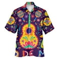 thumbnail image 5 of Chemise Homme Printemps Été Style Mexicain Chemises à Boutons Col Rabattu Imprimé Complet Manches Courtes T-Shirts Homme Bleu Foncé m, 5 of 5