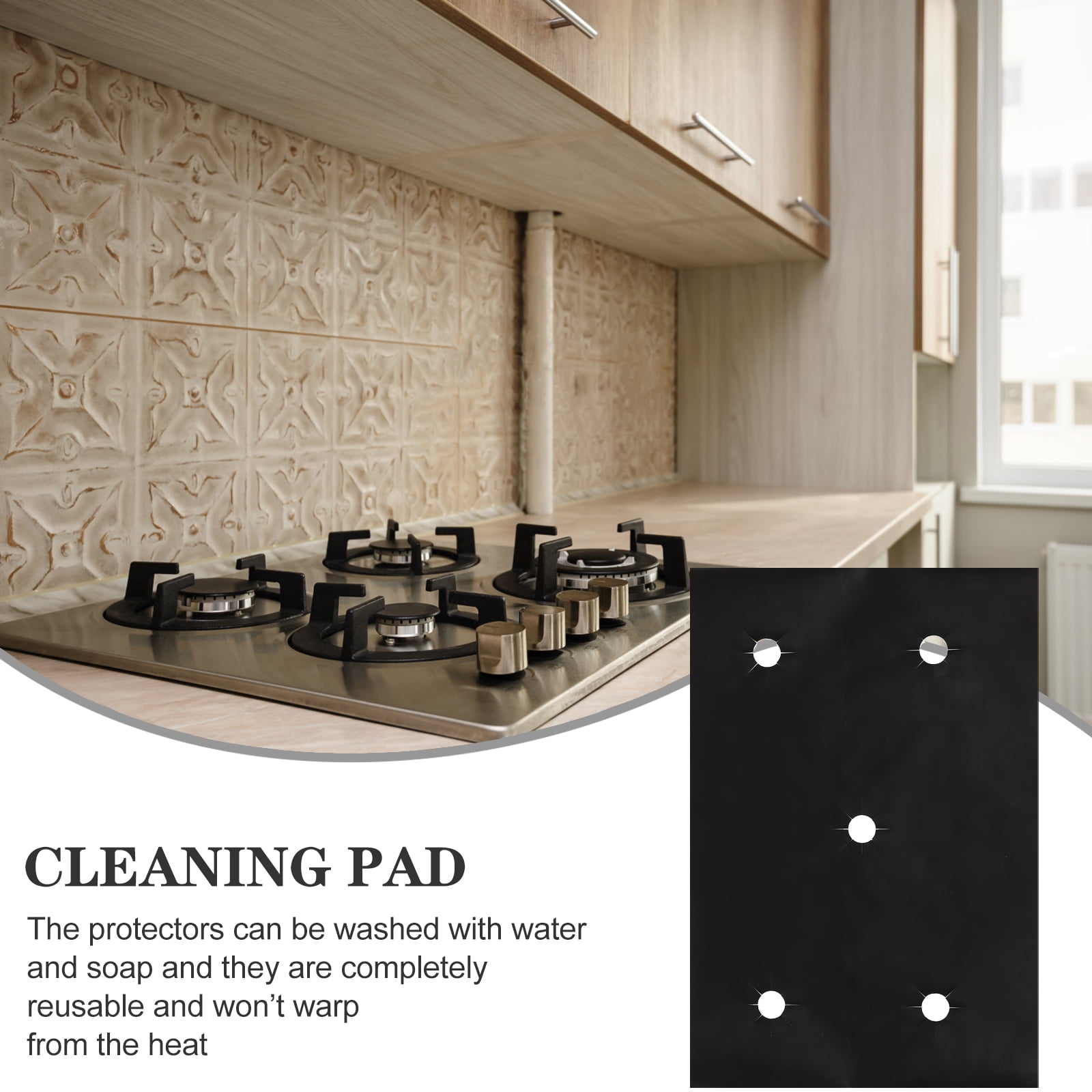 Gas Stove Top Covers 1 Set Stove Top Cover Stove Top Liner Covers Gas Stove Top Mats with Cleaning Brush for Kitchen