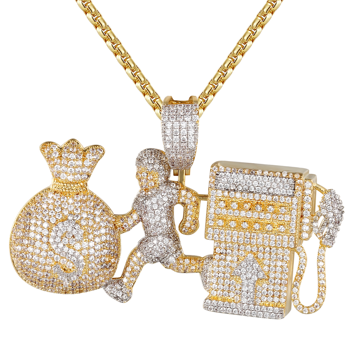 Master Of Bling Mens Gas Fuel Emoji Chasing Money Dollar Bag Icy Hip