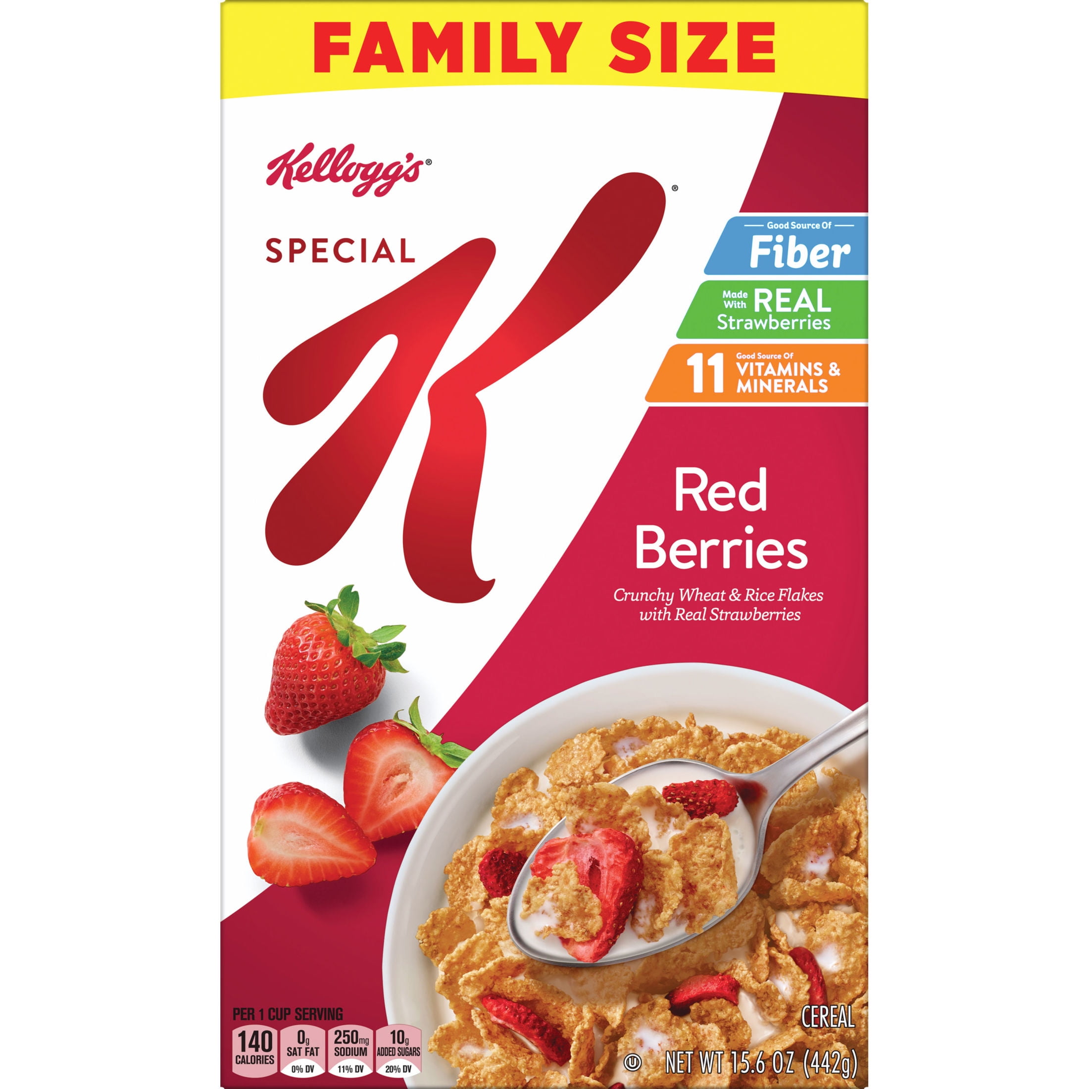 (8 pack) Kellogg's Special K Red Berries Breakfast Cereal, Good Source of Fiber, Family Size, 15.6  oz