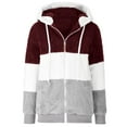 thumbnail image 4 of Reduce Womens Oversized Fuzzy Fleece Open Front Hooded Pockets Cardigan Jackets Loose Fit Sherpa Coat Color Block Print Winter Warm Plush Zip Outerwear (Blue#01 XXL), 4 of 6