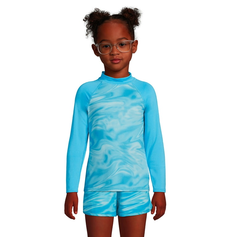 Lands End Girls Plus Size Long Sleeve Mock Neck UPF 50 Swim Rash Guard Walmart