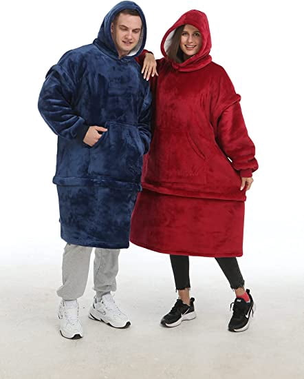 Zillywood Oversized Wearable Blanket Hoodie with Removable Sleeves, Hood and Bottom. Soft Customizable Fleece Blanket Hoodie with Sleeves, Wearable Warm Snuggle Blanket with Zippers. (Wine, One Size)
