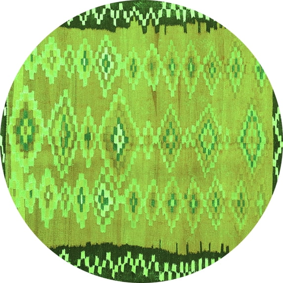 Ahgly Company Indoor Round Oriental Green Traditional Area Rugs, 4' Round