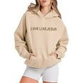 thumbnail image 4 of WENWU Womens Hoodies Long Sleeve Pullover Sweatshirt Baggy Hoodies Beige Womens Jacket Womens Fall Clothes Cute Sweatshirt, 4 of 5