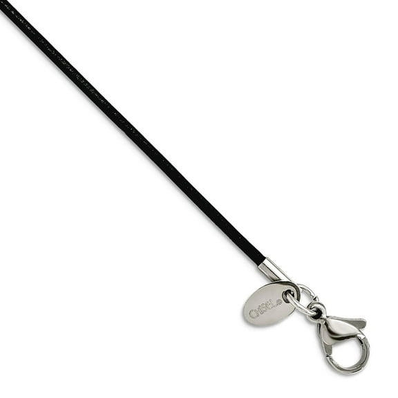 Stainless Steel Polished Fancy Lobster Closure Black Leather Cord 18inch Necklace 18 Inch 1.5mm Wide Pendant Necklace fo
