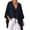 Black, variant on Vivianyo HD Women's Knotted V Neck Blouse, Batwing Sleeve Crinkle Woven Handkerchief Hem Casual Top for Women, Sizes S-2XL