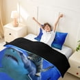 thumbnail image 3 of jejeloiu Funny Cat Shark Twin Duvet Cover,Deep Ocean Background Twin Bedding For Boys,Solid Blue,Black Reversible,2-Piece,1 Duvet Cover and 1 Pillowcase, 3 of 6