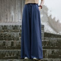 Women's Plus Size Pants Women'S Cotton And Linen Women'S Spring And Autumn Linen Literary Loose And Versatile Casual Sports Long Pants,Blue Women's Plus Size Pants M