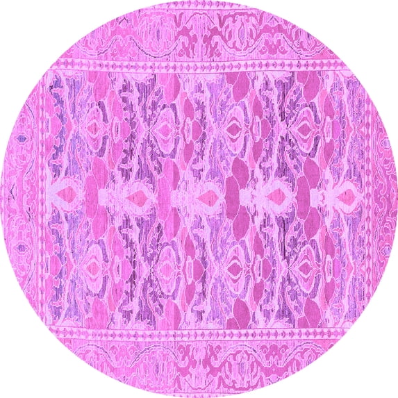 Ahgly Company Indoor Round Oriental Purple Traditional Area Rugs, 6' Round