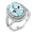 thumbnail image 4 of Gem Stone King 7.62 Ct Oval Sky Blue Topaz 925 Sterling Silver Ring, 4 of 6
