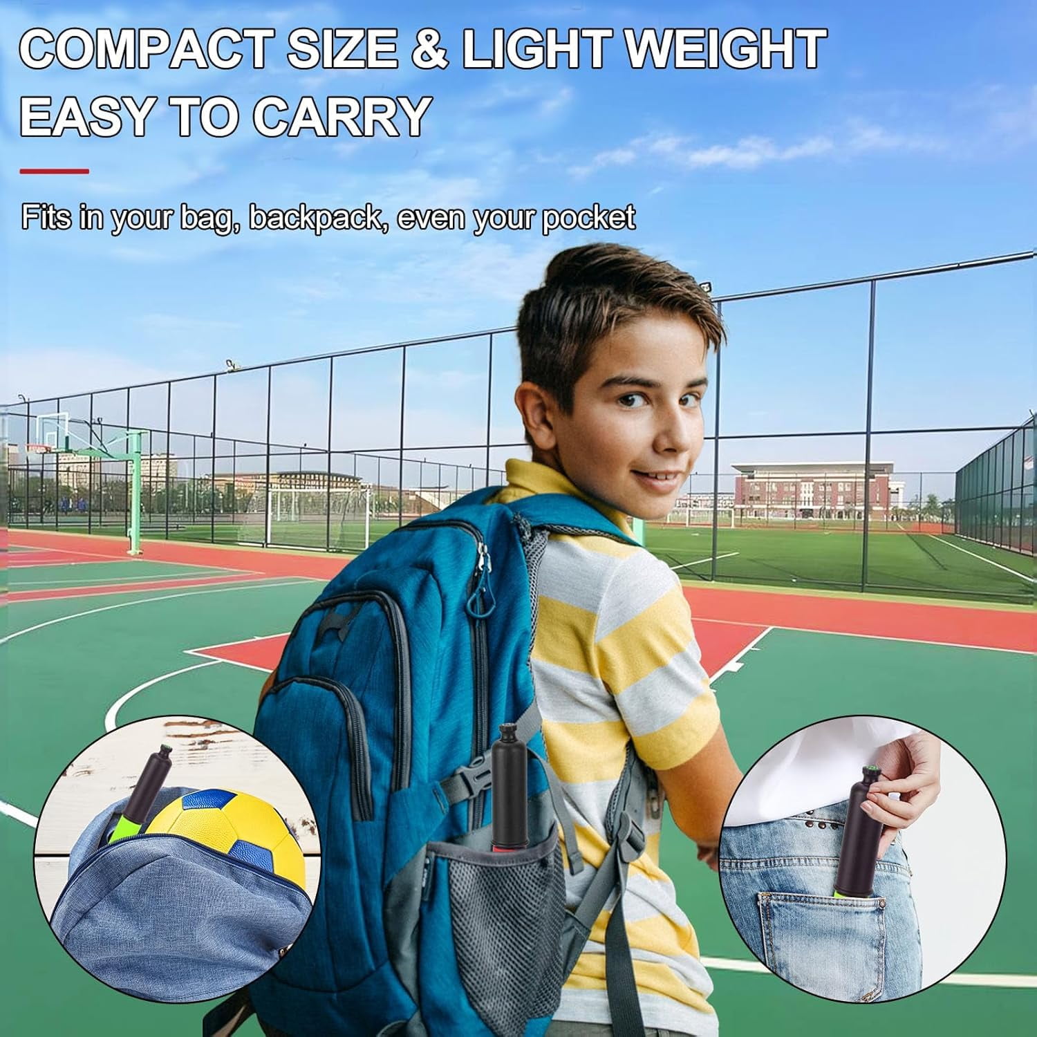 Ball Pump With Needle Storage – Never Lose The Pin! Includes 5 Needles & Extendable Cable For Basketball, Soccer, Football