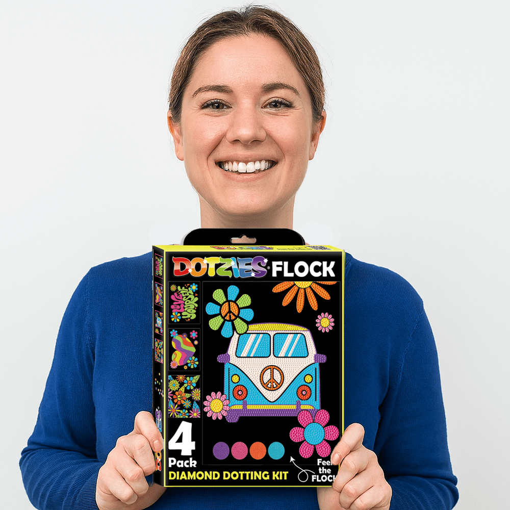 Diamond Dotz Neon Flock Peace & Love Diamond Painting Kits for Adults - Colorful Diamond Art Kits a Relaxing Creative Craft Kit with Dotz Gems 10x8