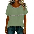 thumbnail image 3 of Delayuji Women's Linen Tshirt Crew Neck Short Sleeve Casual Tee Soft Comfy Versatile Top Summer Daily Wear, 3 of 7