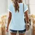 thumbnail image 3 of Olyvenn Summer Tops for Women Waffle Knit Tunic T-Shirts Cap Sleeve Knit Pullover Tank Top Fashion Clothing Blue XXL, 3 of 7