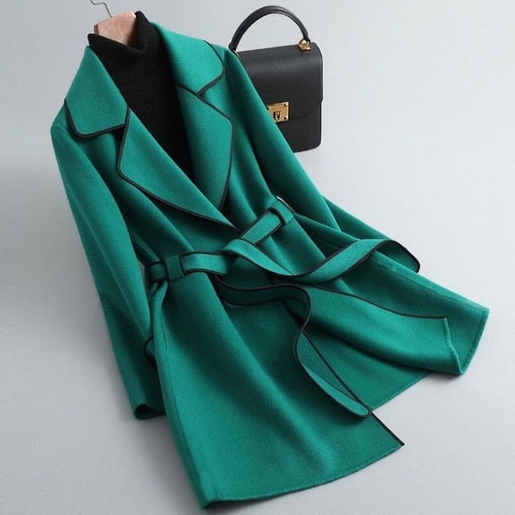 Ladies Fashion Oversized Color Block Casual Mid Length Wool Blend Coat Womens Winter Jackets for Cold Weather Winter Jackets Women Outdoor Long Overcoat for Women Lambs Wool Winter Jackets Women Wool
