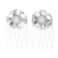 thumbnail image 3 of Flor Nupcial Boda China Peine del pelo Abalorio Casquillo Pinza de pelo Pin Joyería Blanco Sunnimix Peine chino para el cabello Boda lateral, 3 of 8