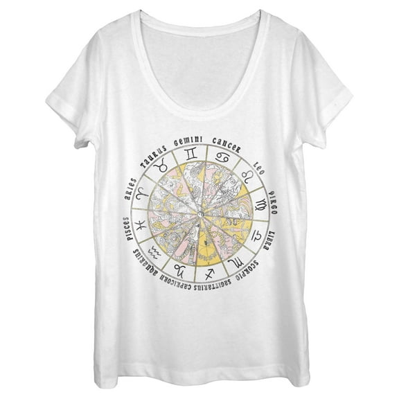Women's Lost Gods Astrology Vintage Wheel Graphic Tee White Small