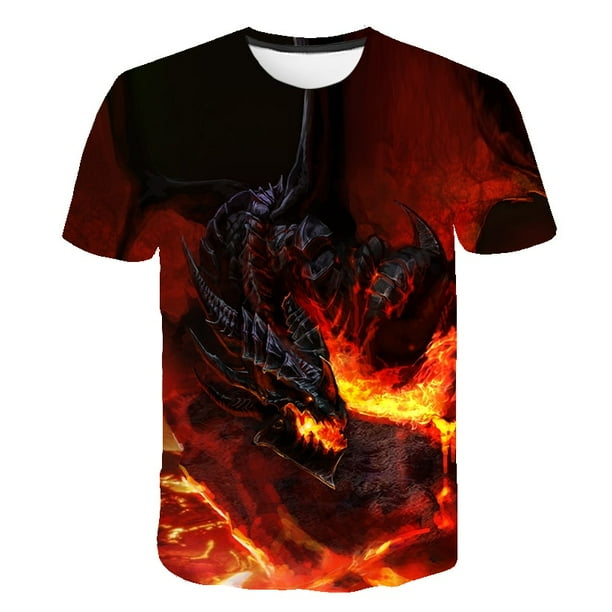 Camisetas cuadradas de verano para niños, camisetas de manga corta informales de dibujos animados para niños y niñas, ropa con cuello redondo gráfico 3D, disfraces 7T Gao Jinjia LED