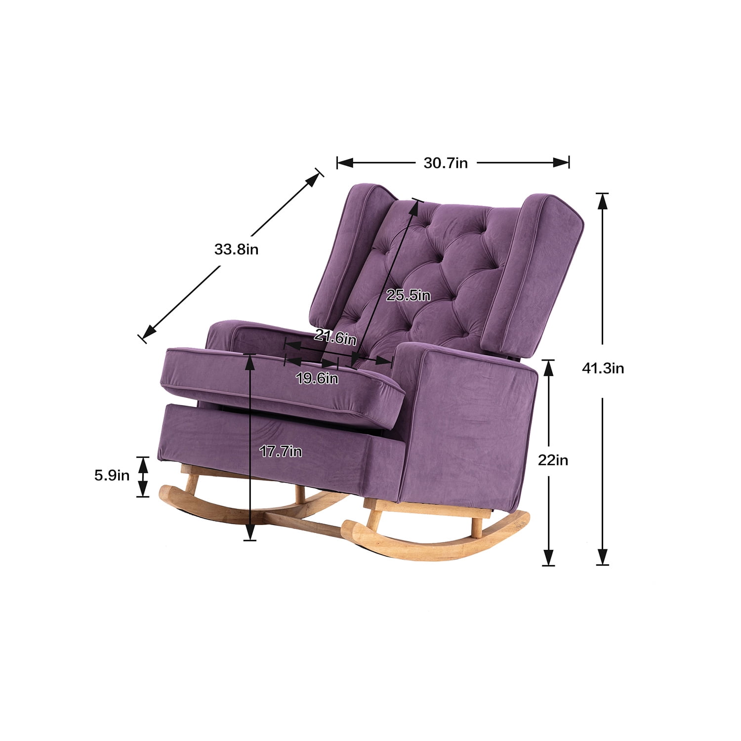 Kepooman Modern High Back Rocking Chair, Padded Seating for Living Room & Office, Purple Kepooman Modern High Back Rocking Chair, Padded Seating for Living Room & Office, Purple