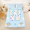 thumbnail image 5 of jejeloiu Rainbow Love Monogrammed W Bed Sheets For Kids,Colorful Heart Letter Design King Sheets For Girls,4 Pieces, 5 of 6