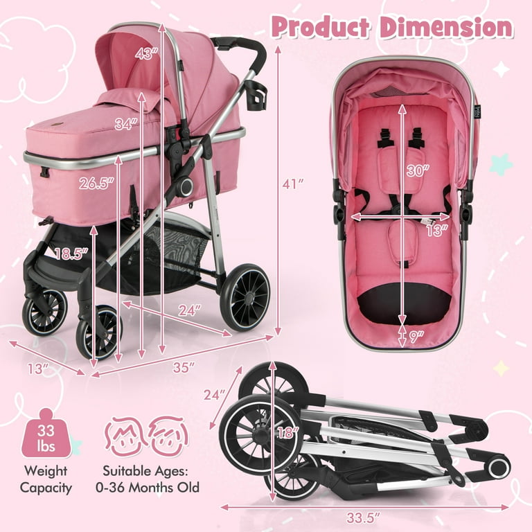 Costway 2 in 1 Convertible Toddler & Newborn Girl Baby