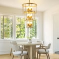 thumbnail image 5 of LovingAHome Industrial Traditional Vantage 12 Lights Lantern Hanging Light 3-Tier Cake Chandelier,Gold, 5 of 7