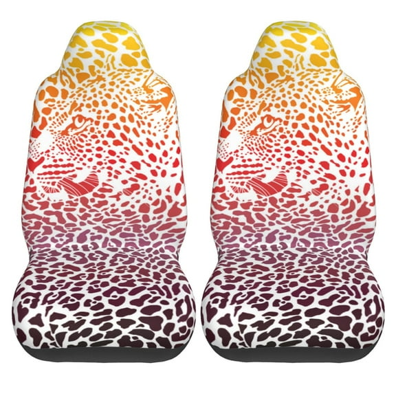 Haiem Leopard Skins And Heads Printed Car Seat Covers Set of 2, Universal Fit Car Seat Covers,Protective Seat Covers,Comfortable Car Seat Covers, Easy Installation Seat Covers