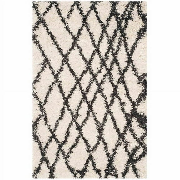 SAFAVIEH Belize Katriona Abstract Plush Shag Area Rug, Ivory/Charcoal, 3' x 5'