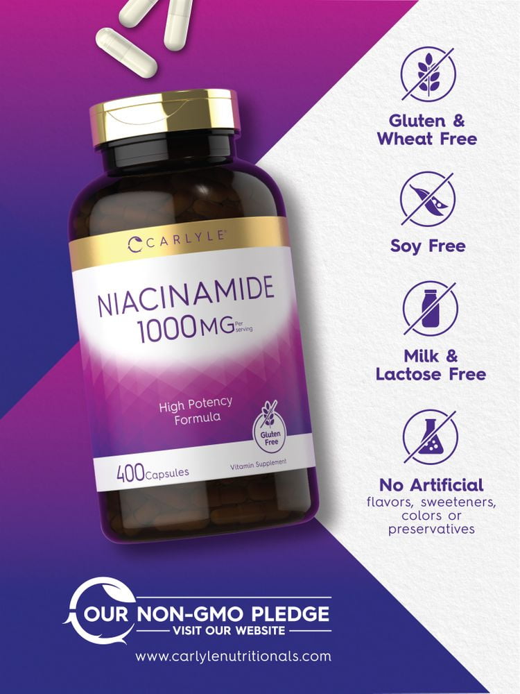 Niacinamide | 1000 mg | 400 Capsules | High Potency Formula | by Carlyle