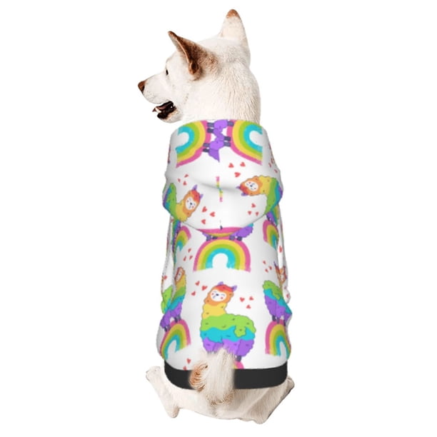 Balery Rainbow Llama Sudadera con Capucha para Perros Pequeños – Ropa para Mascotas, Disfraz para Perros y Gatos, Ideal para Fiestas y Cosplay-XX-Large