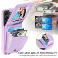 thumbnail image 3 of SaniMore RFID Blocking Wallet Case for Samsung Galaxy S22 Plus, Crossbody Zipper Purse Case for Women/Girls, Wrist Strap PU Leather Card Holder Kickstand Cover for Samsung S22 Plus, Purple, 3 of 9