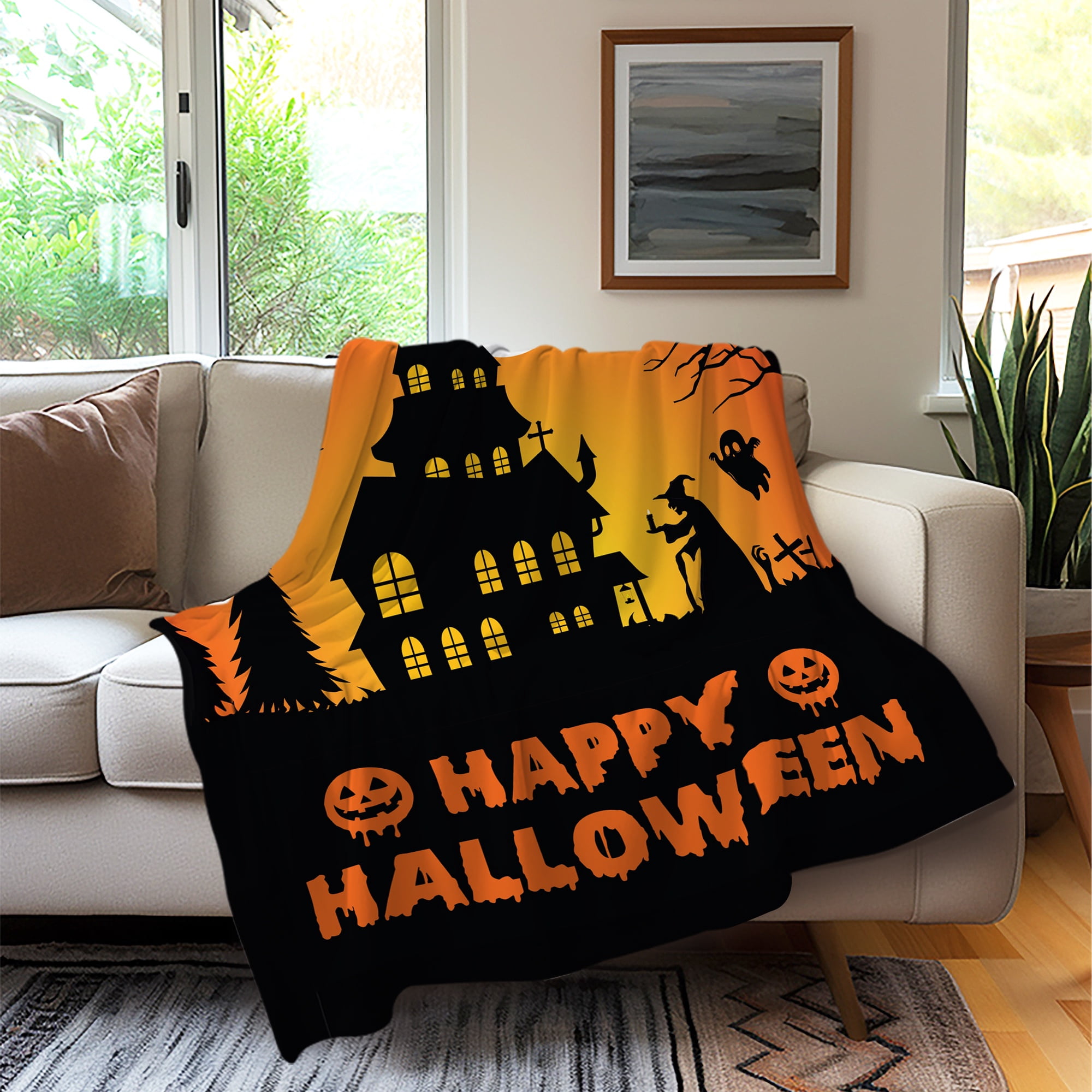 Fun Printed Halloween Throw Blanket, Soft Warm Cozy Flannel Blanket for Bedroom, Living Rooms, Couch,Sofa, Home Decor,30 x 40 in