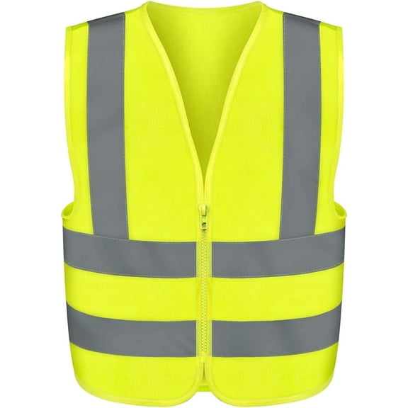NEIKO 54073A Safety Vest, Size 6XL for Adults, High Visibility Vest with Reflective Strips, Neon Yellow Vest, Zipper Front, Reflective Vest For Men and Women, Work Vest, Security Vest and Hi Vis