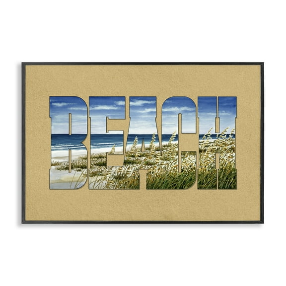 Stupell Industries Grassy Beach Typography Nautical & Beach Painting Black Framed Art Print Wall Art, 18 x 12