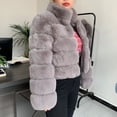 thumbnail image 4 of Abrigo de piel sintética para mujer, chaqueta cálida de alta calidad con cuello levantado, moda de invierno, novedad de 2024, 4 of 5