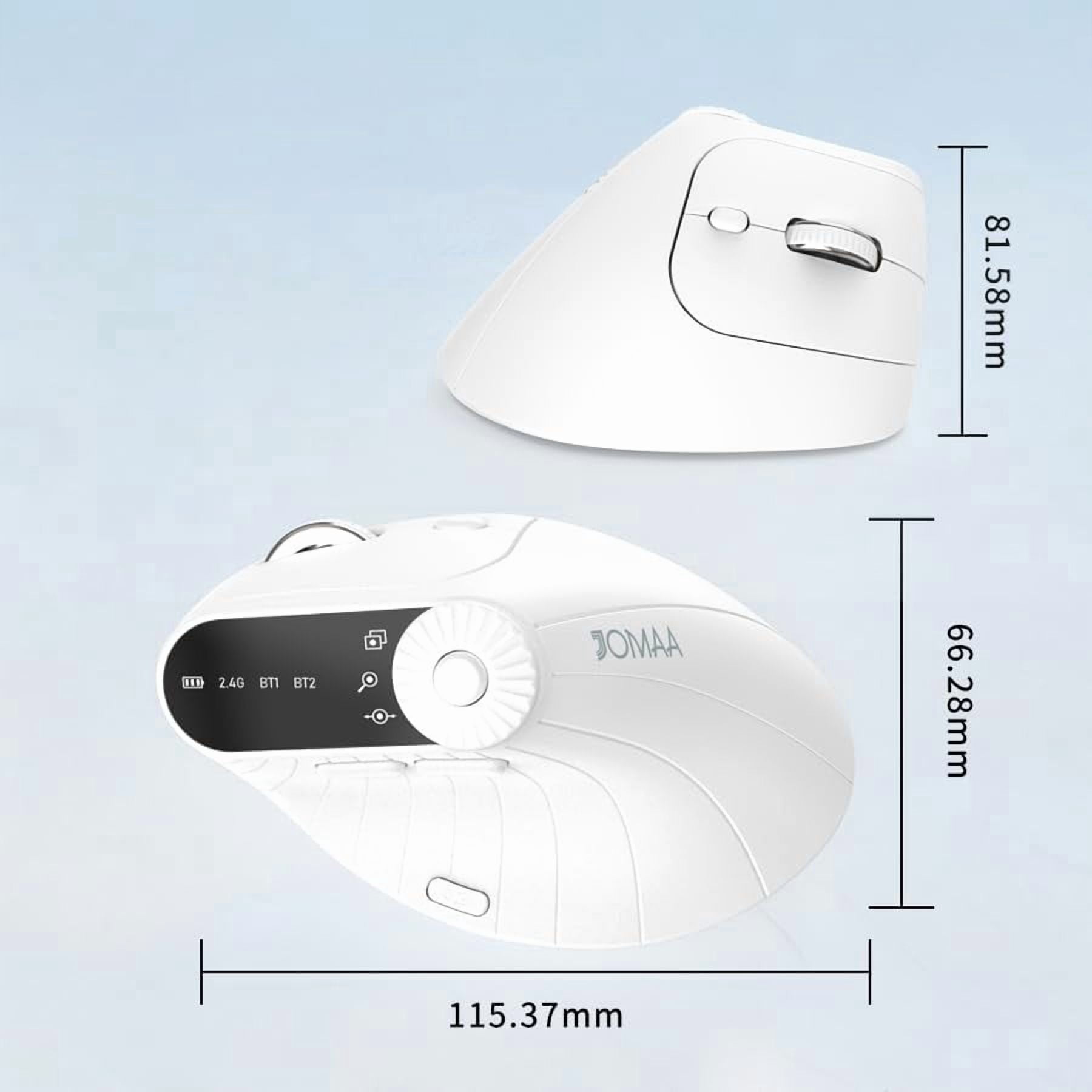Jomaa Vertical Mouse Rechargeable Bluetooth 2.4G Wireless Mouse With Multi-fucntion Adjustment Knob, Zoom in/out, Windows Switch, Horizontal Pull Bar