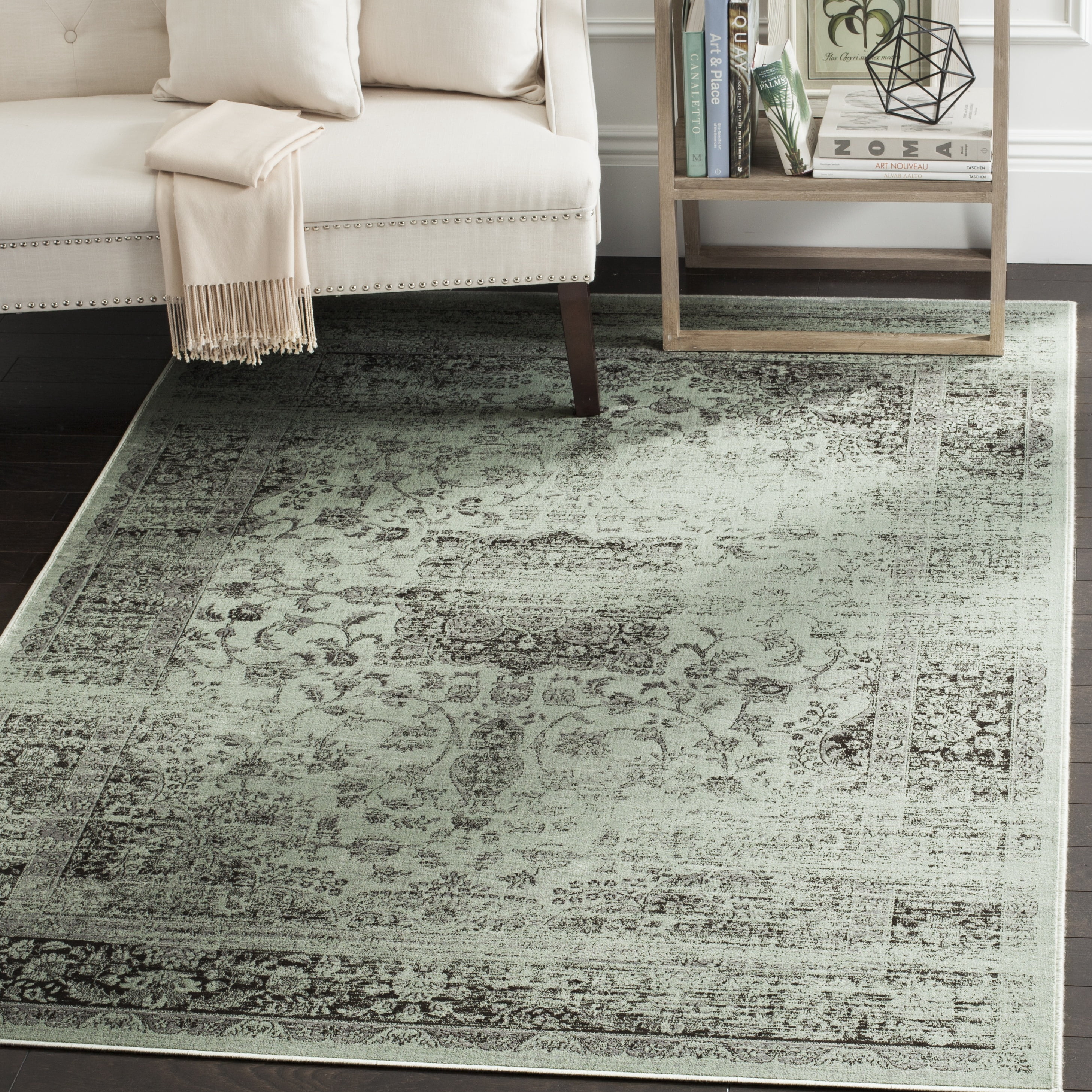 SAFAVIEH Vintage Hartley Bordered Area Rug, Spruce, 4' x 5'7"