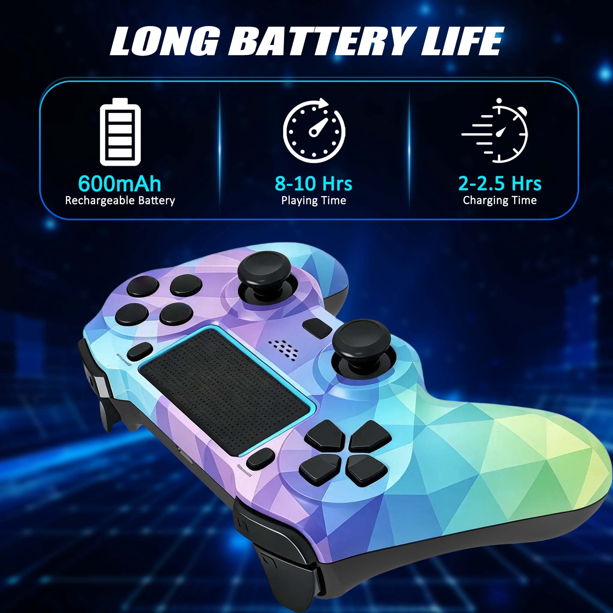 Game Controller for P4, Wireless Controller Compatible with P4/SLIM/PRO & PC with Dual Vibration & 6-Axis Gyro Sensor