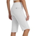 thumbnail image 7 of Kvture Womens Bermuda Long Shorts Knee Length Capris with Zipper Pockets Athletic Walking Athletic Casual White Pant M, 7 of 7