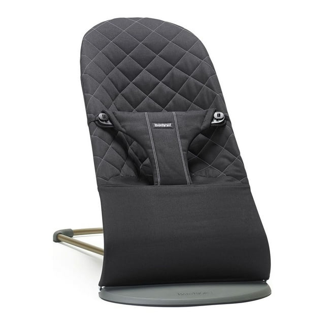 BabyBjorn Bouncer Bliss in Woven Fabric - Classic Quilt, Black on Dark Grey Frame