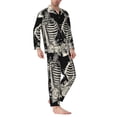 thumbnail image 2 of Lsque Skeletons Love Flowers Pattern Long Sleeve Pajama Set for Men - Soft 2-Piece Sleepwear and Loungewear Set with Pockets, Comfy Nightwear-X-Large, 2 of 7